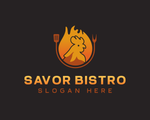 Chicken Roast Flame logo design