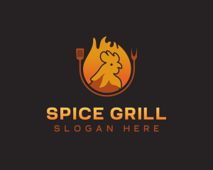 Chicken Roast Flame logo design