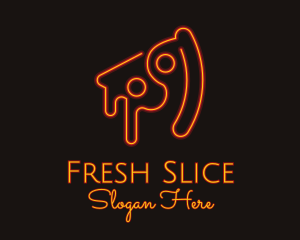 Neon Pizza Slice Restaurant logo design