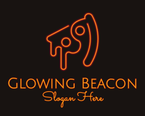 Neon Pizza Slice Restaurant logo design