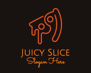 Neon Pizza Slice Restaurant logo design