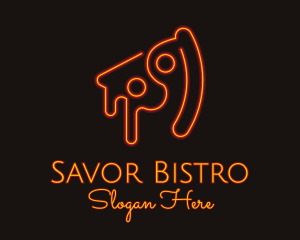 Neon Pizza Slice Restaurant logo design