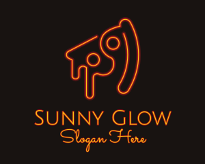 Neon Pizza Slice Restaurant logo design