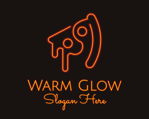 Neon Pizza Slice Restaurant logo design