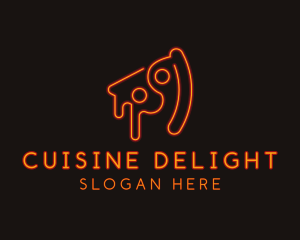 Neon Pizza Slice Restaurant logo design