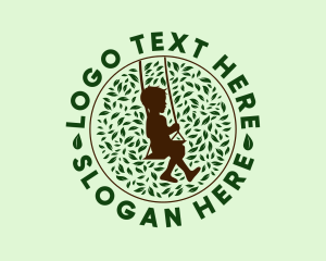 Tree - Child Leaves Swing logo design