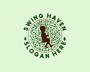 Child Leaves Swing logo design