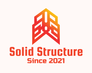 Orange Arrow Tower Structure logo design