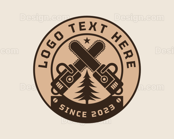 Chainsaw Woodwork Logging Logo