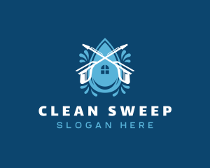 Pressure Washer Cleaning Droplet logo design