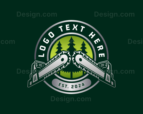 Lumberjack Chainsaw Logging Logo