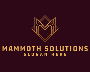 Gold Tech Letter M logo design