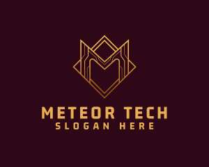 Gold Tech Letter M logo design