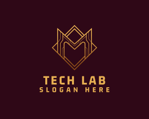 Gold Tech Letter M logo design