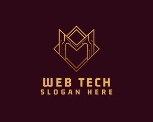 Gold Tech Letter M logo design