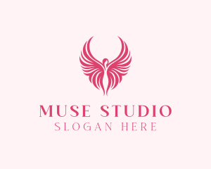 Woman Angel Wings logo design