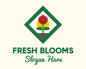 Spring Flower Frame Decor logo design