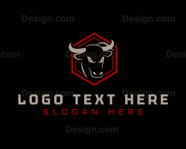 Hexagon Bull Cattle Logo