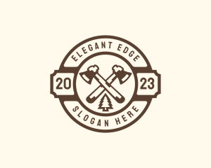 Forest Axe Woodcutting logo design