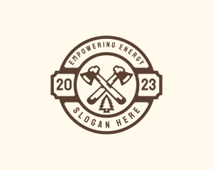 Forest Axe Woodcutting logo design