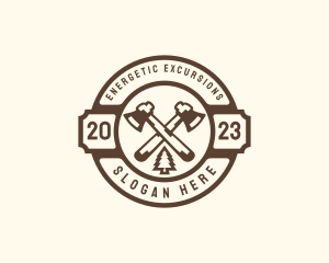 Forest Axe Woodcutting logo design