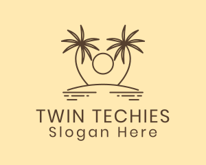 Twin Palm Tree Island logo design