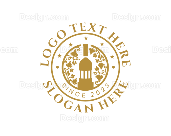 Organic Wine Bottle Vineyard Logo