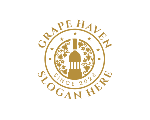 Organic Wine Bottle Vineyard logo design