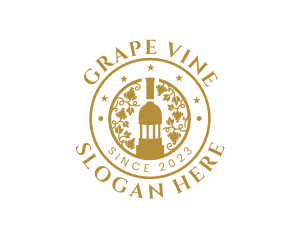 Organic Wine Bottle Vineyard logo design