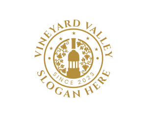 Organic Wine Bottle Vineyard logo design