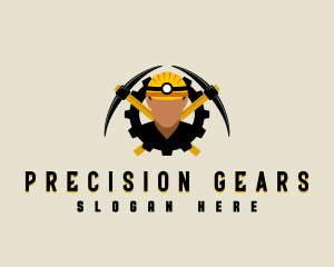 Miner Pickaxe Gear logo design