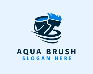 Blue Paint Brush & Bucket logo design