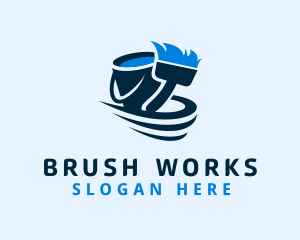 Blue Paint Brush & Bucket logo design