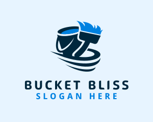 Blue Paint Brush & Bucket logo design