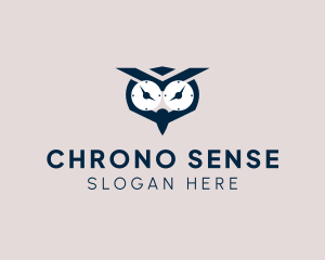 Clock Owl Bird logo design