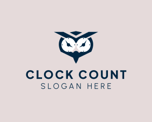 Clock Owl Bird logo design