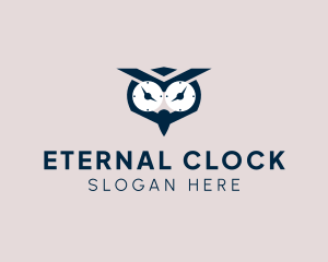 Clock Owl Bird logo design