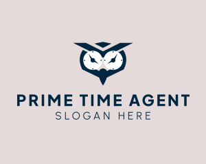 Clock Owl Bird logo design