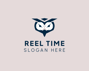 Clock Owl Bird logo design