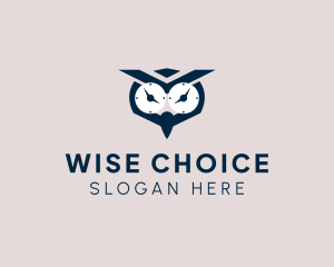 Clock Owl Bird logo design