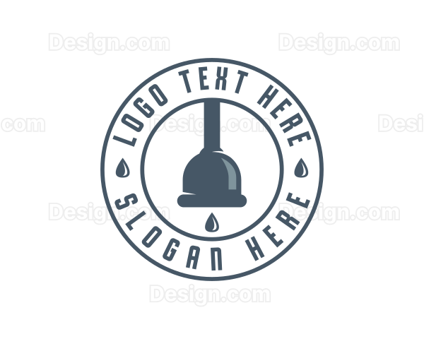 Plunger Plumbing Water Drop Logo