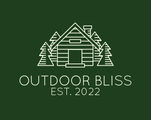 Cabin House Pine Tree  logo design