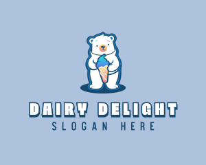 Sundae Dessert Polar Bear logo design