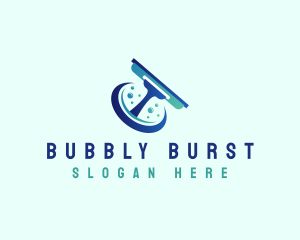 Housekeeping Squeegee Bubble logo design