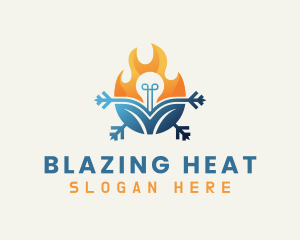 Heat & Cool Light Bulb logo design