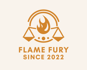 Flame Justice Scale logo design