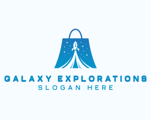 Space Rocket Shopping Bag logo design