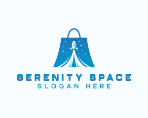 Space Rocket Shopping Bag logo design