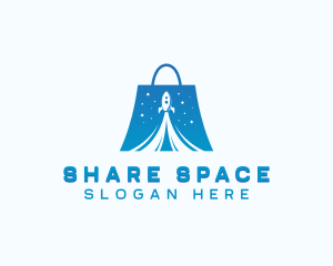 Space Rocket Shopping Bag logo design