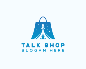 Space Rocket Shopping Bag logo design